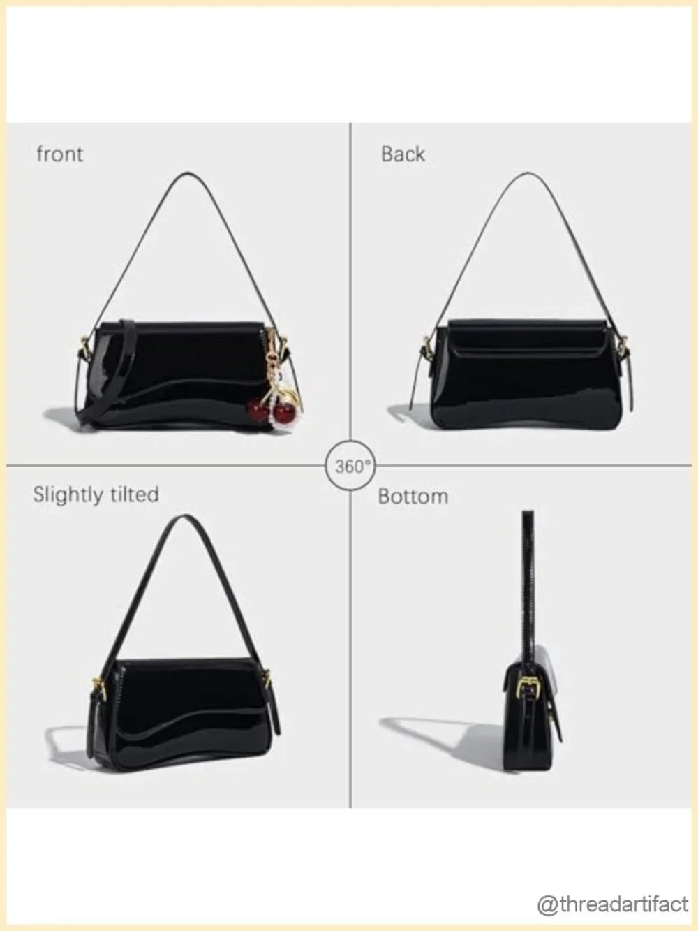 Y2K Hobo Bag with Cherry Pendant Crossbody Shoulder Bag Faux Leather
